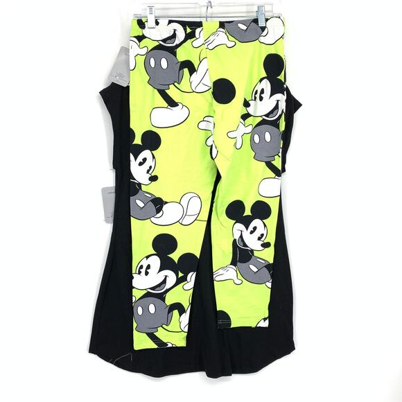 Disney Pajama Set Womens Size Large Tank + Capri Pant Black Lime Green Mickey - Picture 2 of 15